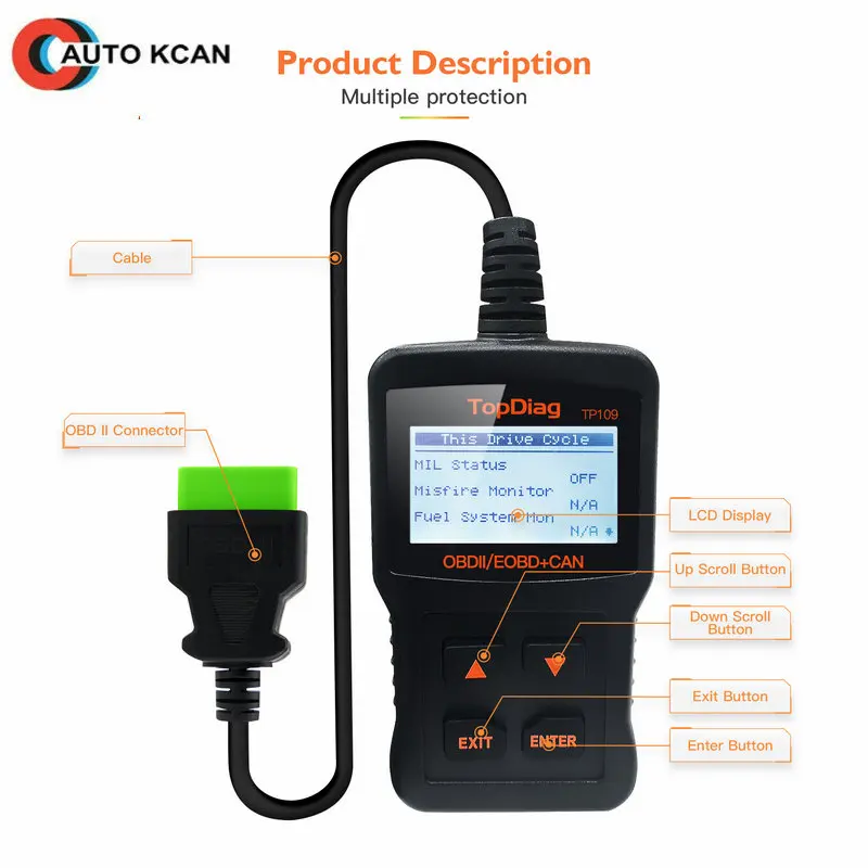 Новейший Jdiag TP109 OBD2 сканер автомобильный двигатель код ошибки читатель может диагностический инструмент сканирования подходит Совместимо EOBD транспортных средств