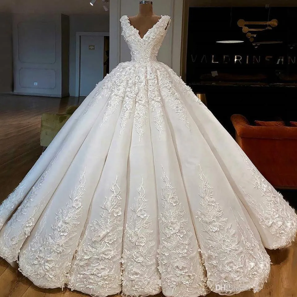 Великолепное свадебное платье принцессы трапециевидной формы с v-образным вырезом, кружевное свадебное платье с аппликацией, vestido de novia