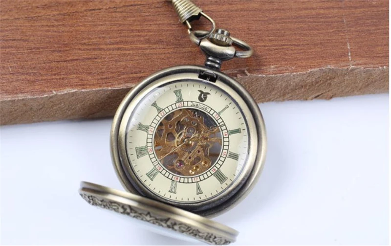 Винтажные часы, ожерелье в стиле стимпанк, скелет, механический брелок, карманные часы, часы с подвеской, с ручным заводом, мужские и женские часы с цепочкой, подарок