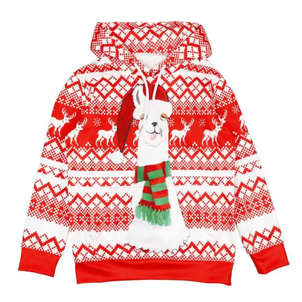 Г. Лидер продаж, Рождественский детский костюм Толстовка с длинными рукавами и 3D-принтом свитер с капюшоном+ штаны, костюм Рождественская одежда - Цвет: Hooded