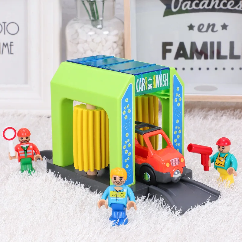 Wooden Train Track Accessories Building Block Compatible with Railway Simulation Plastic Police Station Suit Toys for Kid | Игрушки и