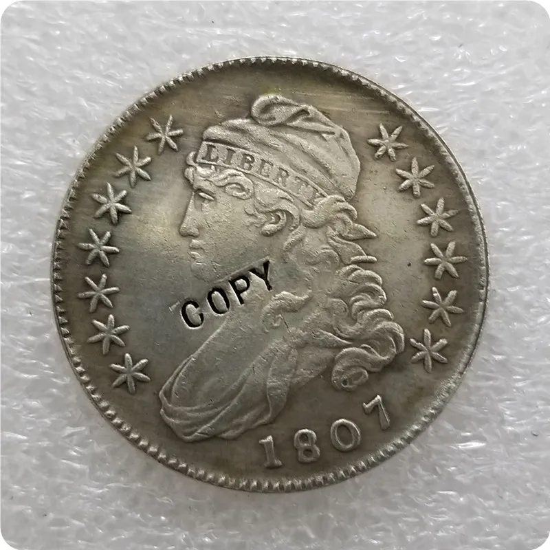 США 1807-1836 покрытый монета пол доллара 50 центов 1/2 копия доллара монеты-копии монет медаль коллекционные монеты значок - Цвет: 1807