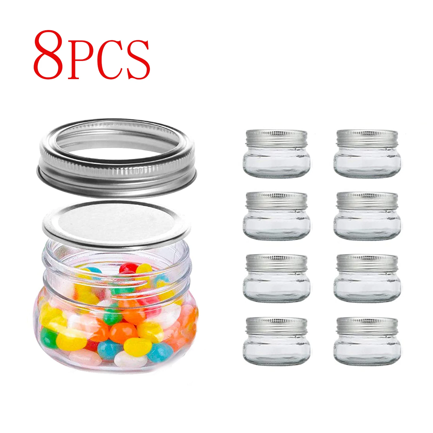 Банки Mason Mini Canning с обычными серебряными крышками для варенья меда свадебных