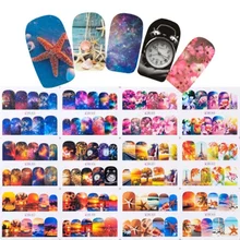 

12Designs Nail Polish Sticker Water Decals Summer Beach Starry Sky Slider Nail Art Decor Full Wraps Manicure Drop Ship BN853-864