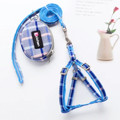 Blue Милый собачий поводок для бега, для домашних животных, кошек, для улицы, розовый, красный, желтый, поводок для прогулки, ошейник ручной работы с веревкой для животных - Цвет: Blue