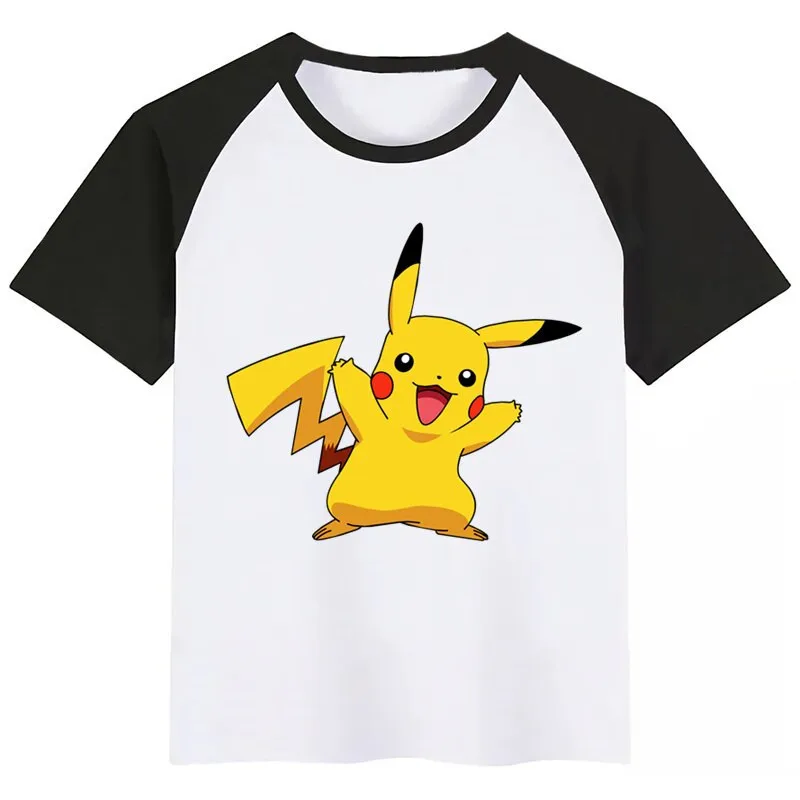 Pokemon Go Пикачу; Чаризард с персонажами из мультфильмов, милая Футболка с принтом для девочек/Одежда для мальчиков; Забавная детская одежда Для детей, на лето короткий рукав Футболка