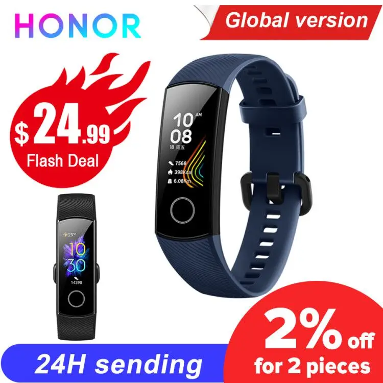 Смарт-браслет Honor Band 5, Оксиметр, волшебный цвет, сенсорный экран, для плавания, для обнаружения сердечного ритма, сна, сна