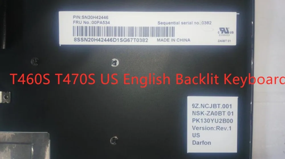 Для lenovo Thinkpad T460S T470S английская клавиатура с подсветкой FRU 00PA534 SN20H42446 01YR088 00PA542