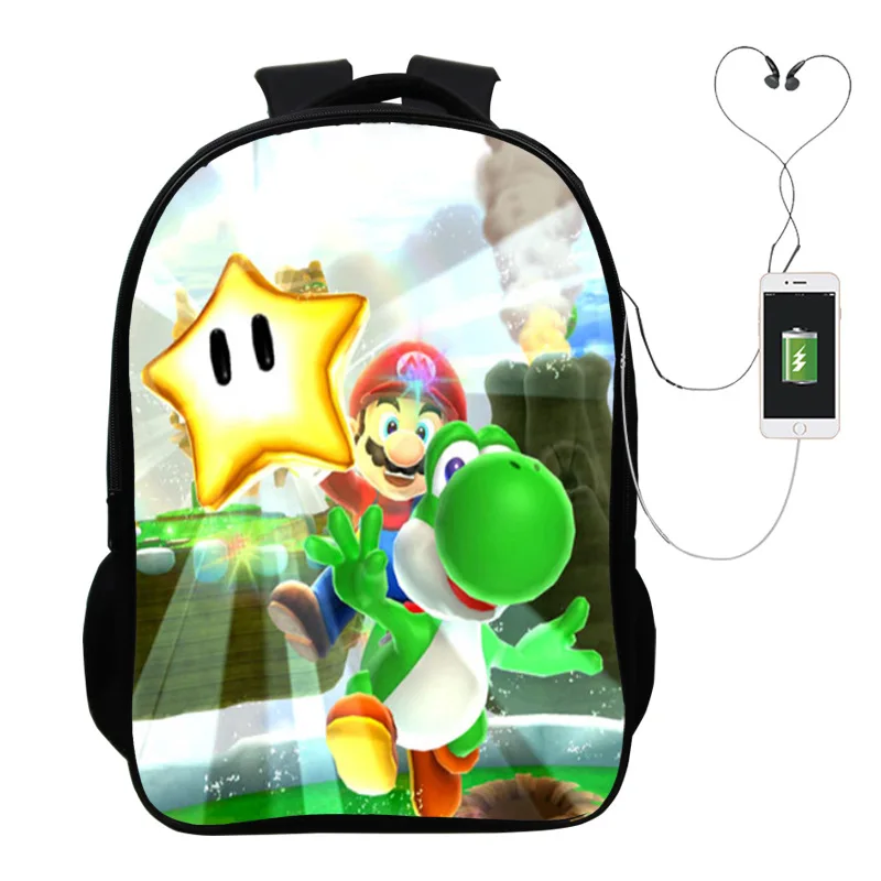 Популярная игра “Марио” Многофункциональный USB зарядный рюкзак для детей, для мальчиков, детей, подростков, мужские Школьные сумки дорожные сумки для ноутбуков - Цвет: photo colour