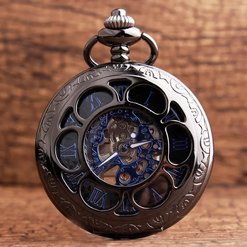 

TurnFinger Pendant Necklace Double Open Cover Creative Hollow Men And Women Gift Fashion Retro Mechanical Pocket Watch