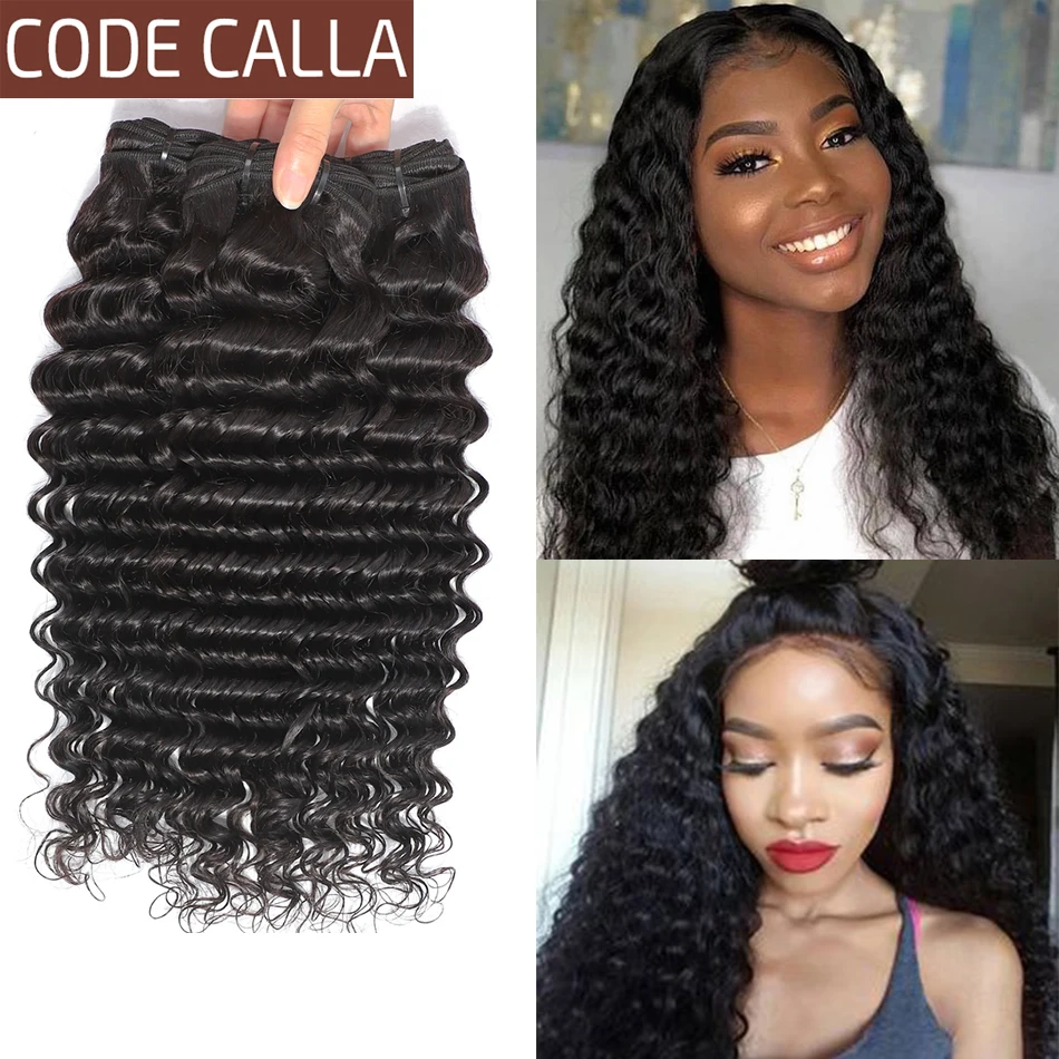 Buy Curly Human-Hair-Extensions Calla 3/4-Bundles Hair Weave Deep-Wave Deal Cheap Code Non-Remy BxpM3b7x