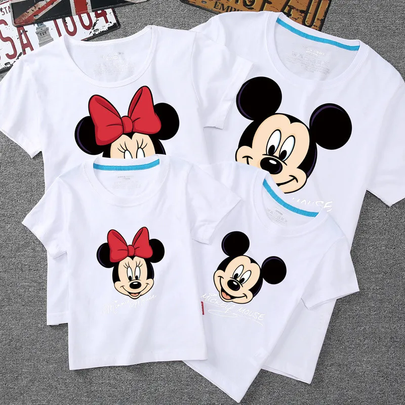 

Family Matching T-Shirt Outfits Family Daddy Mommy and me clothes tshirt Boys Girls Mickey Minnie Cotton T-Shirt Top