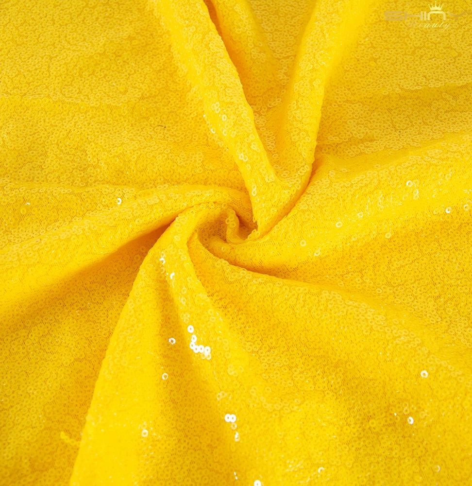 Yellow 3 мм зеленая блестящая Ткань 5 ярдов блестящая ткань для одежды блестящая Material-M191010 - Цвет: Yellow
