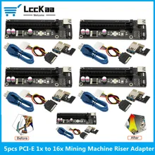 Extension de carte pcie ver006, 5 pièces, pci e 1x à 16x riser, alimentation sata 4 broches usb 3.0, pour Machine mineur Btc pci e