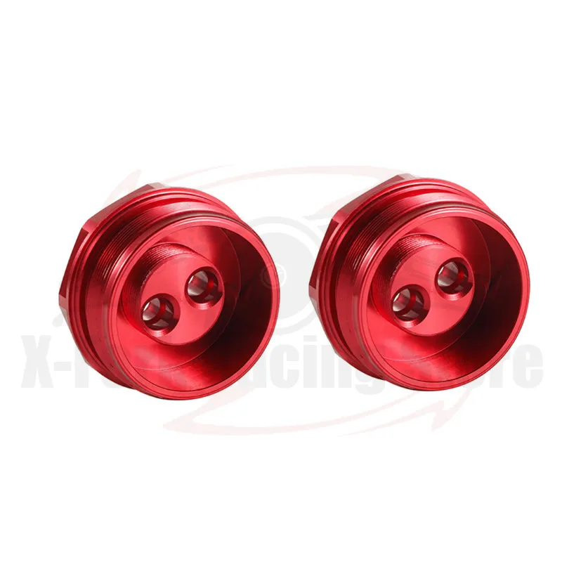  Front Fork Caps Bolts For KAWASAKI ZX-10R 2012-2014 2013 Hexagonal Screws Red Pairs Adjustable Kit