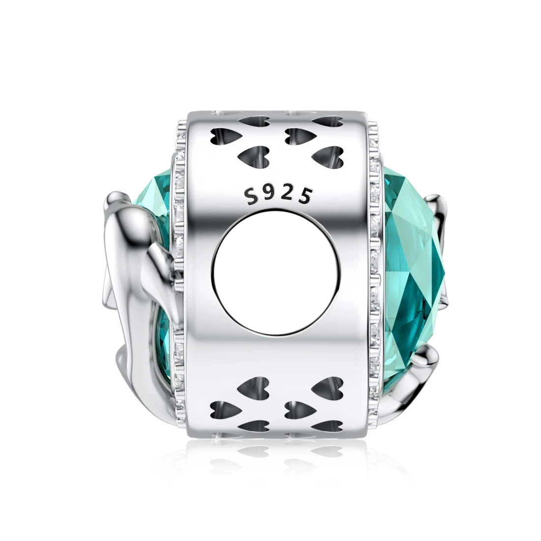 Jiayiqi Dolphin Charms 925 Sterling Silver Blue Big Crystal CZ Beads Fit Pandora Charms Bracelets DIY Jewelry Making Gifts