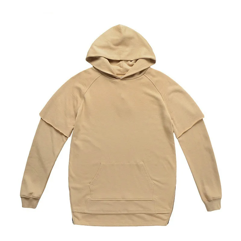

Men Hoodie Solid Color Split Stitching Sweater Autumn Loose Round Neck Hat Student Youth Long Sleeve Hip Hop Men's Clothing