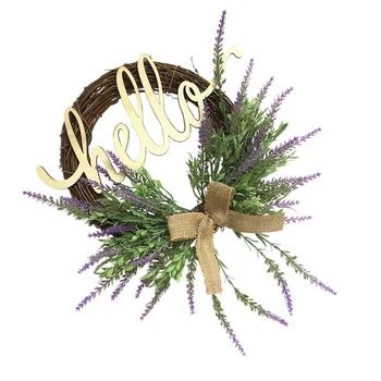 

1Pc Simulated Lavender Garland Hello Lavender Garland 14inch Decorative Garland Household Decoration (B Pattern Assorted Color)