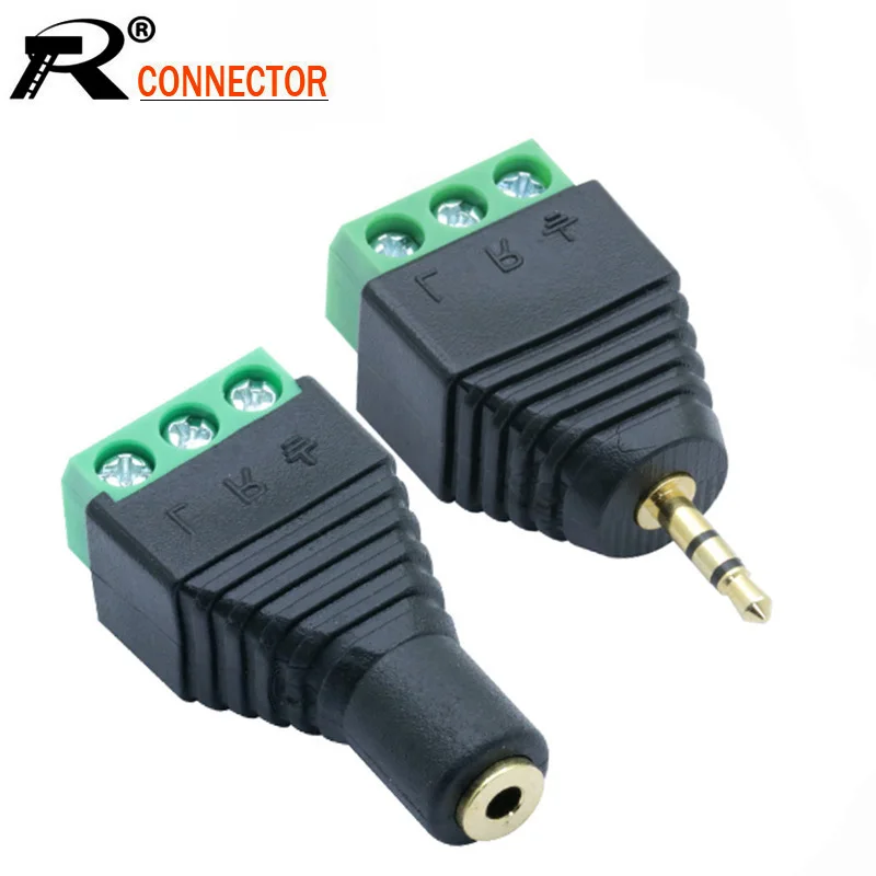 100pcs CCTV 3 Poles AV Balun Adapter Pole 2.5mm Male / Female to Pin Screw Terminal Connector for Camera Wholesales | Обустройство