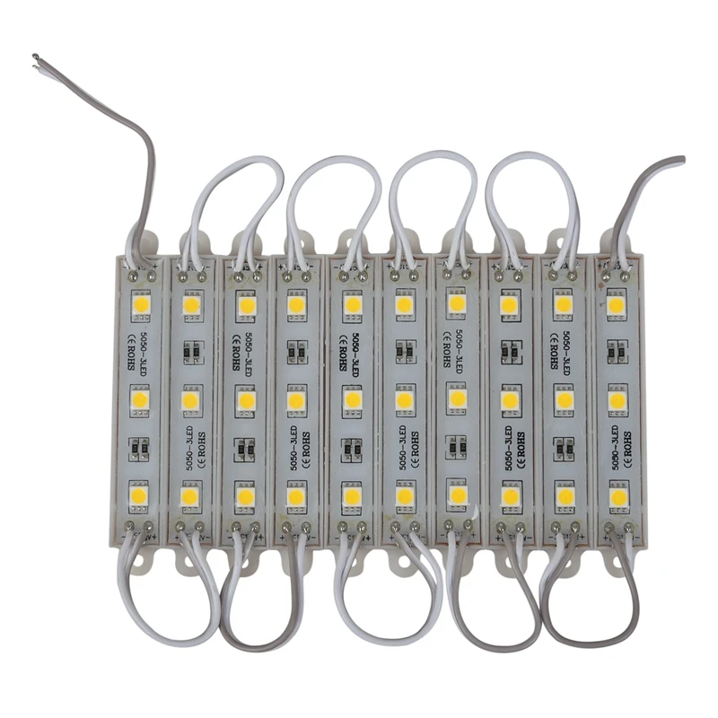 

ABUI-1*10pcs 5050 SMD 3 LED Module LED Strip String Light Waterproof DC 12V warm white