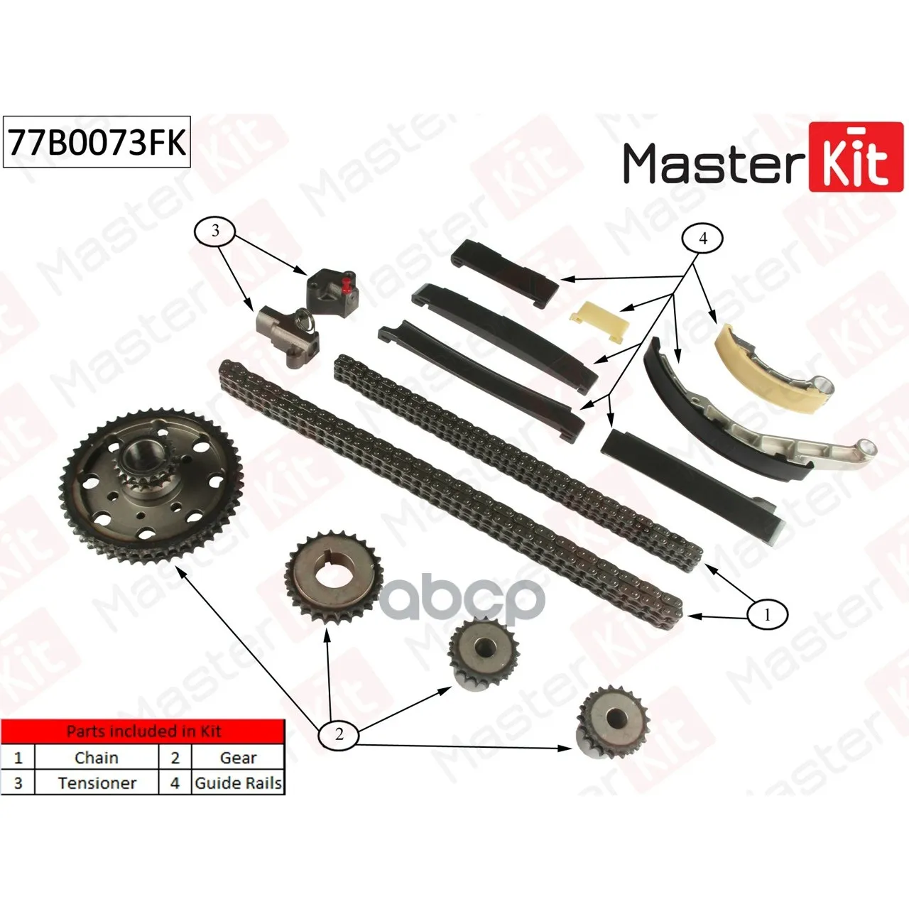 Комплект Цепи Грм Nissan:Pick Up V 2.5 D Yd25ddti 00-05 MasterKit арт. 77B0073FK