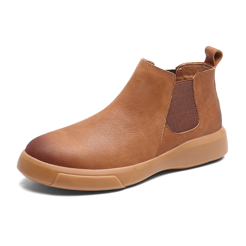 

Men Genuine Leather Boots Winter/Autumn Boots Simple Style Anti-Skidding Ankle Boots Men Sneakers Fashion Flock Men's Boot Shoes