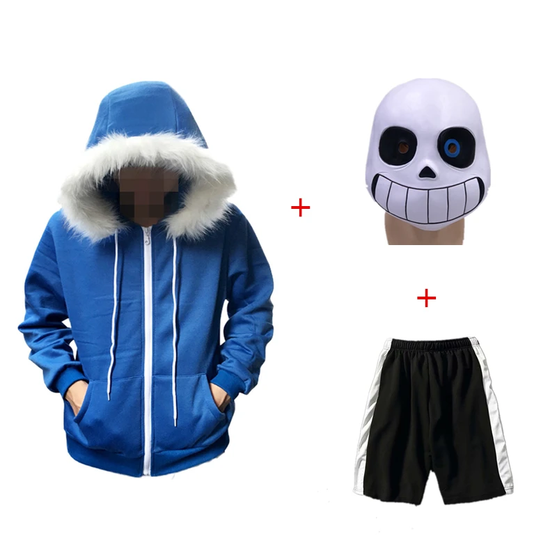 Undertale Sans Косплей толстовки латексная маска крутой Костюм Скелета синее пальто Хэллоуин косплей костюм, унисекс куртка головные уборы - Цвет: 6