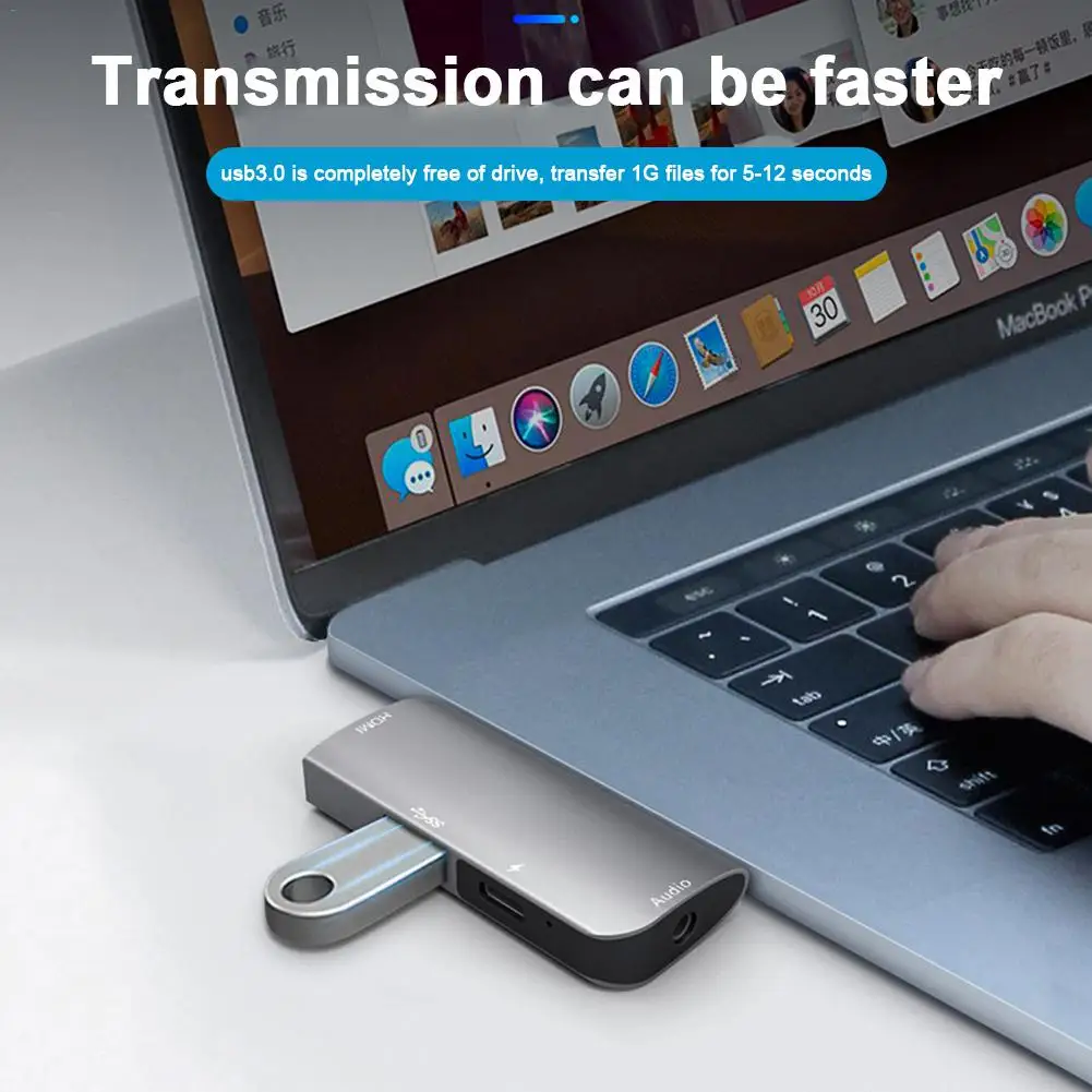 4-в-1 Алюминий Тип-C Mobile Hub адаптер с USB-C PD зарядки 4K HDMI 3,5 мм разъем для наушников Зарядное устройство для IPad Pro USB3.0