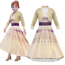 Новое платье принцессы Эльзы и Анны для девочек 2 шт. Бандажное платье "Снежная принцесса Эльза" Косплэй Рождественский костюм Платья принцесс для праздников и дней рождения для детей