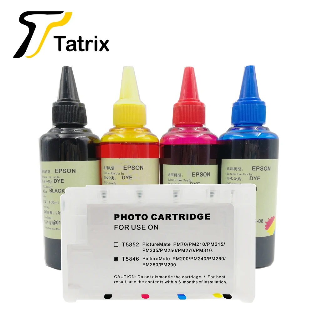 Tatrix полный чернила перезаправляемый картридж для T5846, T5846 для Epson PictureMate PM200 PM240 PM260 PM280 PM290 PM225 PM300 с ARC