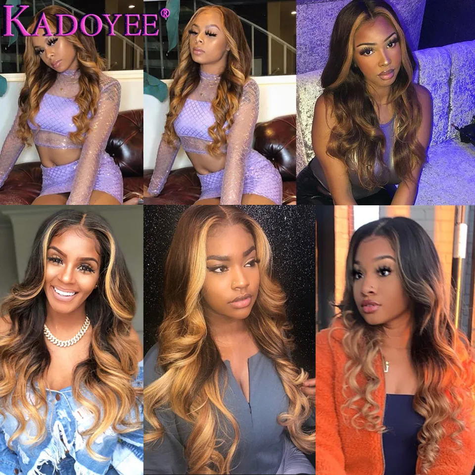 body wave lace front wig ombre brown
