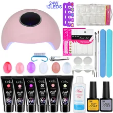 Маникюрный набор, набор для наращивания лака для ногтей, набор для наращивания ногтей, гель для ногтей, УФ лампа, светодиодный акриловый Кристальный Желейный набор для ногтей