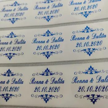 

3CM Blue Customized Add Your Names and Date, Wedding Stickers, Invitations Seals, Candy Favors Gift Boxes Labels 100