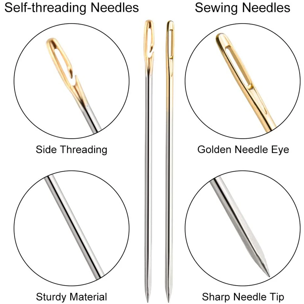 12pcs 45mm Self Threading Needle, Embroidery Needles For Hand