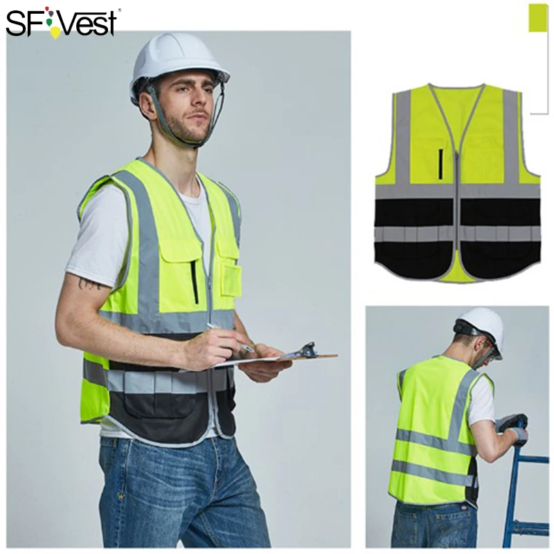 

SFVEST H VIS VIZ EXECUTIVE VEST HIGH VISIBILITY WORK WAISTCOAT REFLECTIVE SAFETY TOP ORANGE YELLOW BLUE FREE SHIPPING