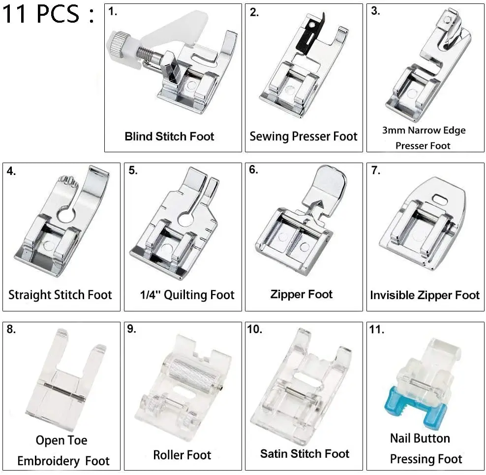  11Pcs Presser Feet, Sewing Machine Kit Household DIY