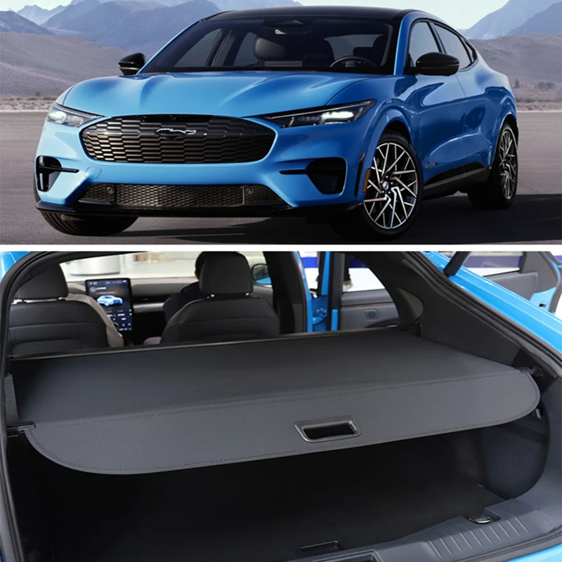 For Ford Mustang Mach E Rear Cargo Cover Curtain Leather Canvas Carbon