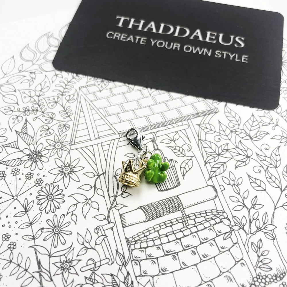 Pendentif Argent подвеска в виде лягушки Корона и Животное подвеска подходит для дизайнерского модного браслета браслет Diy 925 пробы серебряные ювелирные изделия