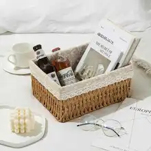 

Woven desktop storage box grocery key storage basket storage box