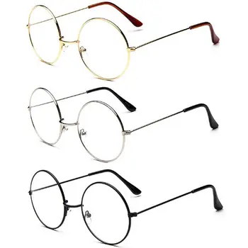 

Big Retro metal frame Eyewear Women Men Large Oversized transparent Clear Lens Round Reading Circle Eye Glasses