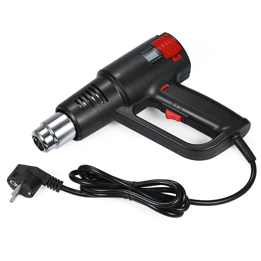 Style2 Black 2000W промышленный Термальность Мощность инструмент горячий воздух пистолет терморегулятор ЖК-дисплей Цифровой Регулируемый Температура электрические тепловые пушки инструмент - Цвет: Style2 Black