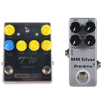 

SEWS-MOSKY 2pcs Electric Guitar Effect Pedal Full Metal Shell True Bypass - MM OVERDRIVE & TW Distortion