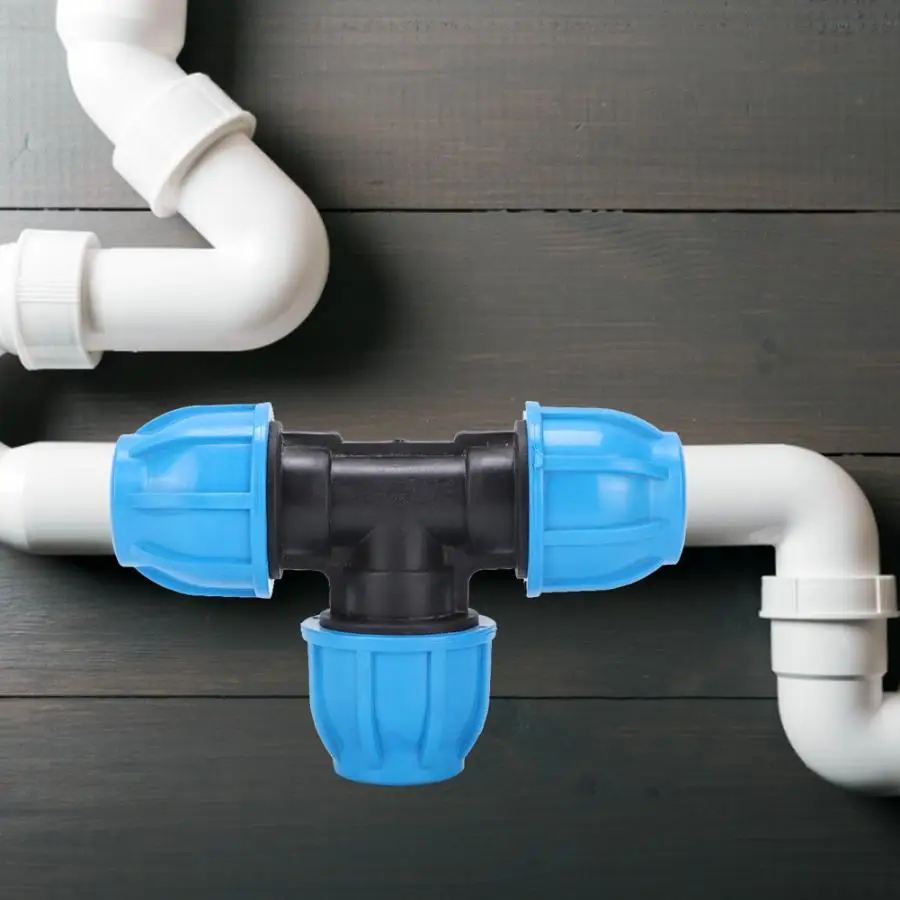 2Pcs PE Plastic Water Pipe Fitting Accessories Tee Connector Suitable For Home Piping Systems