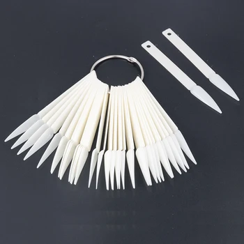 

40PC False Nail Art Polish Gel Art Tip Sample Practice Display Fan Swatch Holder White Transparent Nail Art Color Card