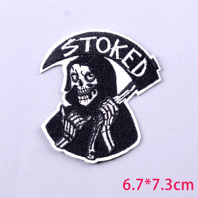 5P-PE2203CT Хиппи Байкер патч для одежды Grim Reaper череп вышитые нашивки железные нашивки для одежды металлические ленты аппликация полосы - Цвет: 5P-PE2203CT