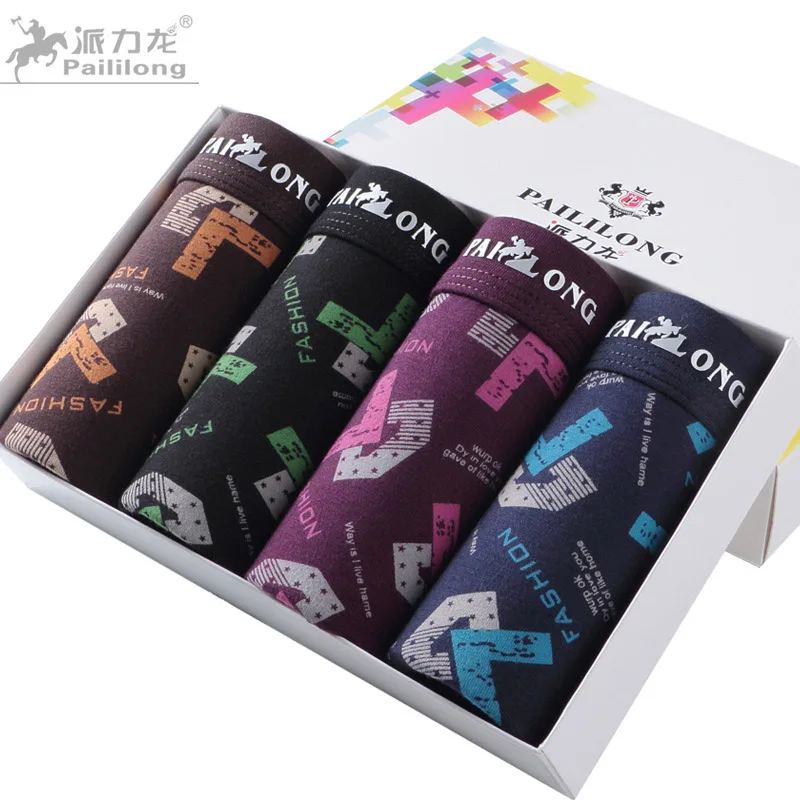 4PCS/Lot Men's Boxers Quality Modal Underwear Flat Pants L XL XXL XXXL Man Underpants Breathable Panties in Gift Box
