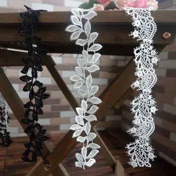 

Black and White Polyester Leaves Lace Trim Shoulder Strap Lace Necklace Material Clothing Accessories 200001
