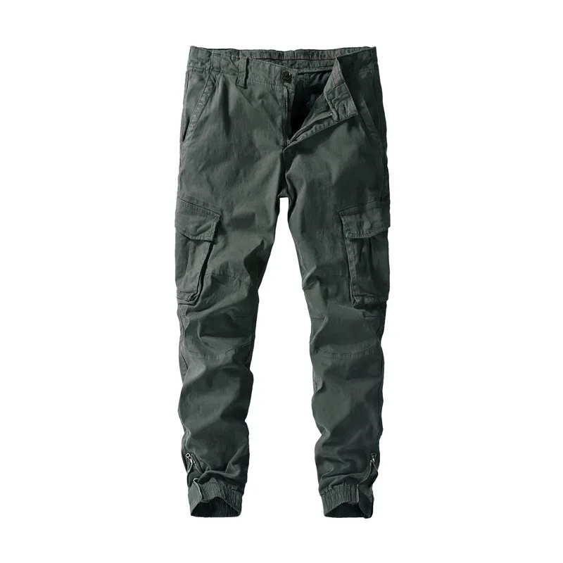 

2019 New Style Pure Cotton Bib Overall Men's Trend Ankle Banded Pants Multi-pockets Casual Pants MEN'S Overalls MEN'S Casual Pan