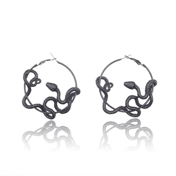 

Punk Antique Animal Black Snake Earrings Crazy Twining Snake Hoop Earrings Personality Statement Earrings Party Jewelry