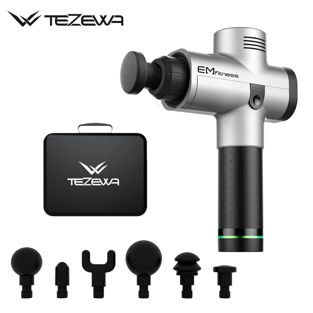 TEZEWA EMFitness массажный пистолет для глубоких тканей, перкуссия для боли, расслабления мышц, ручной массажер, перезаряжаемый